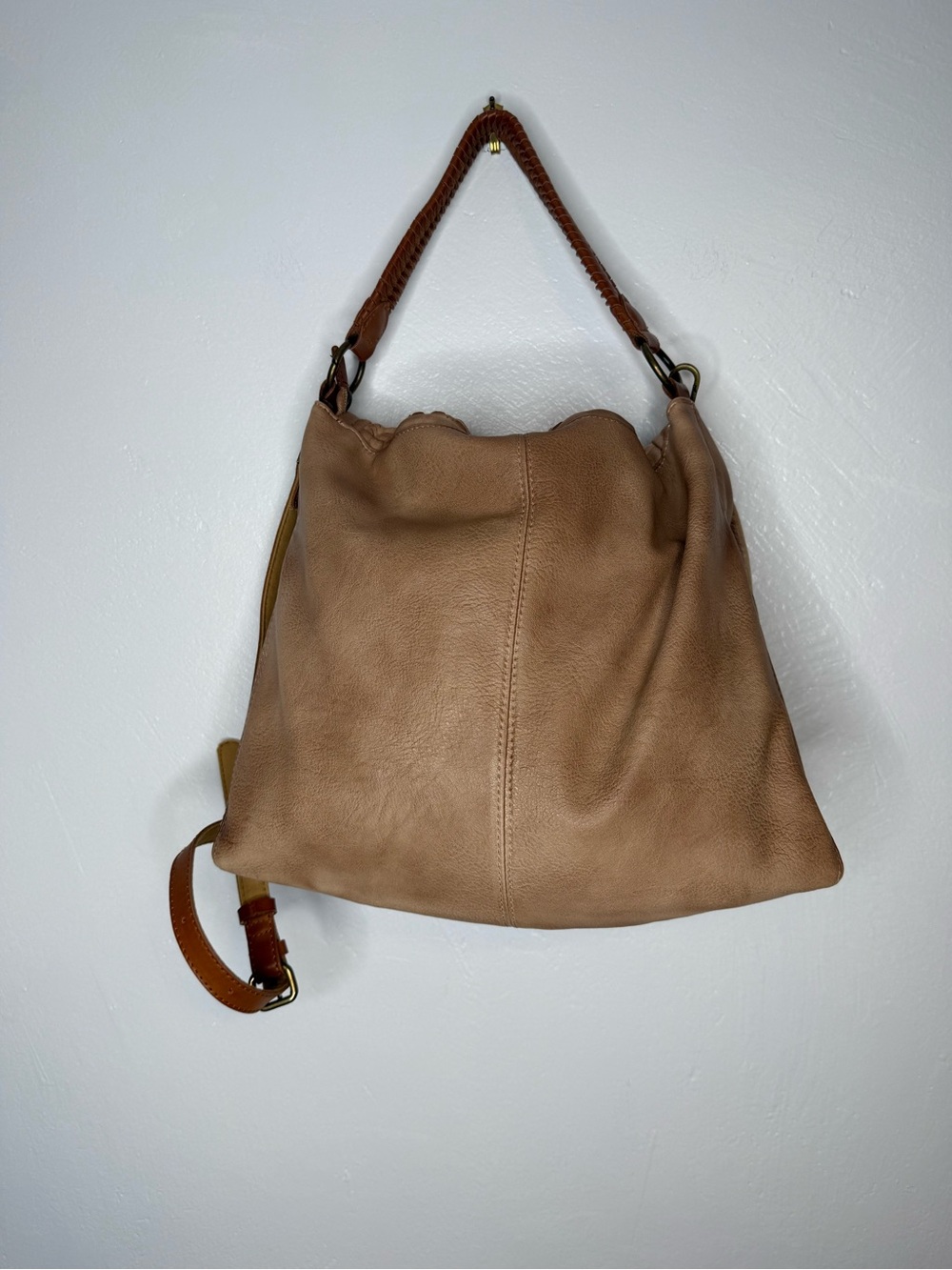 Free People Golden Valley Messenger Bag Laser Cut Faux Leather Hobo Bag Boho - Picture 3 of 16